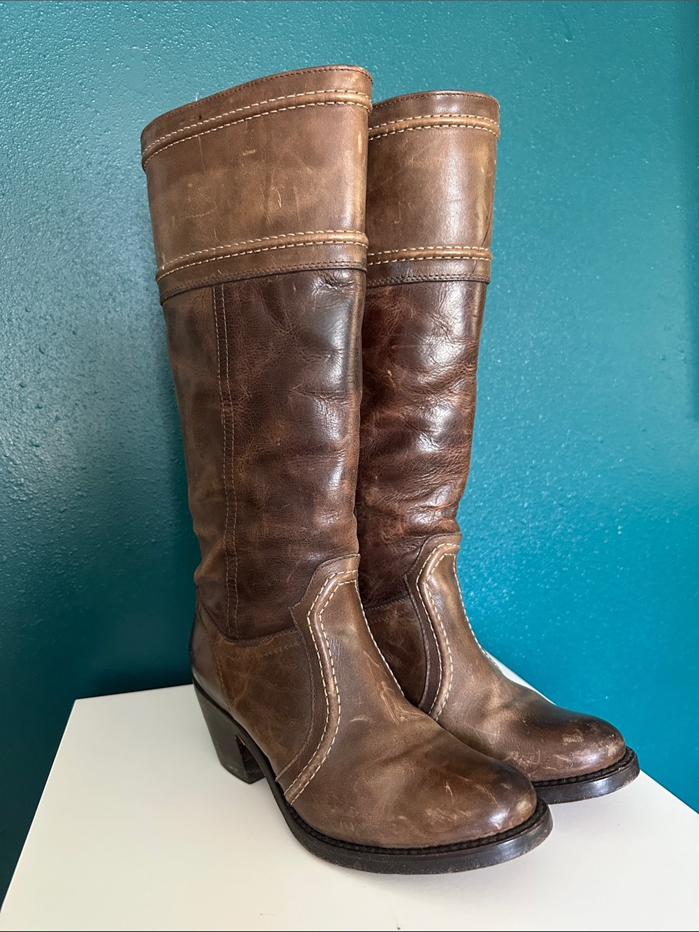 Women's Brown Leather Knee-High Boots